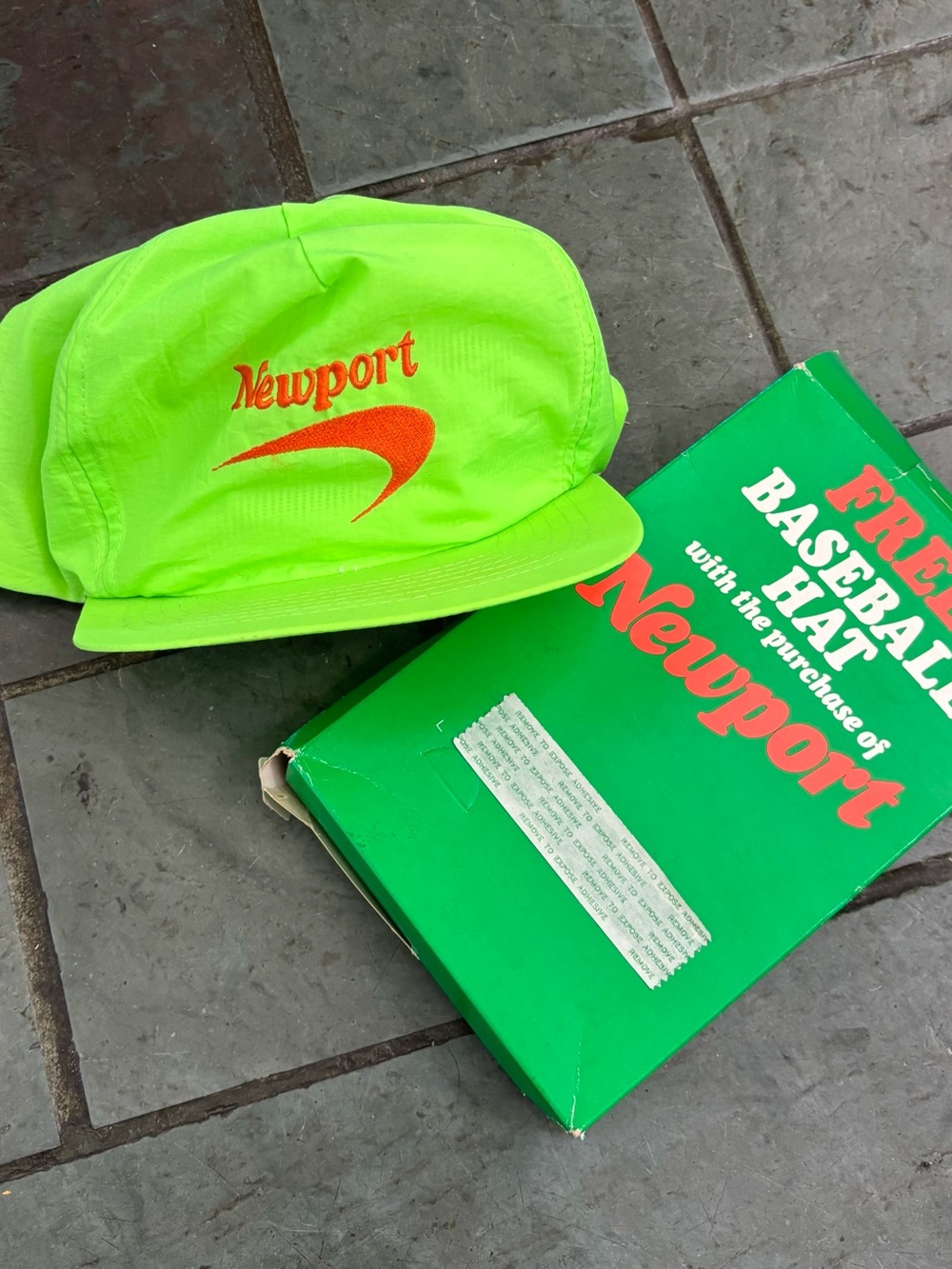 Rare Vintage 90s Newport Cigarette Neon Snapback Hat NIB